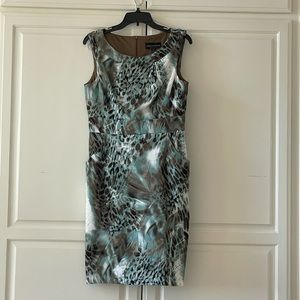 Connected Apparel Sleeveless Turquoise & Brown Lined Dress with pockets. Size10